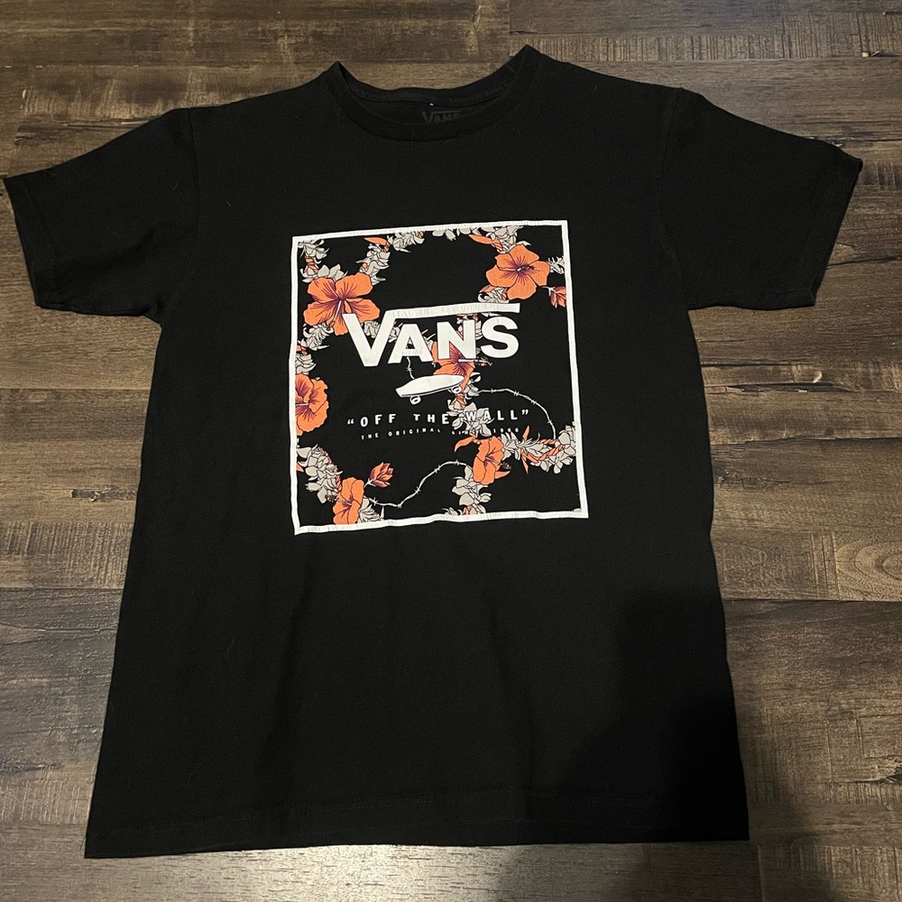 Black floral vans shirt